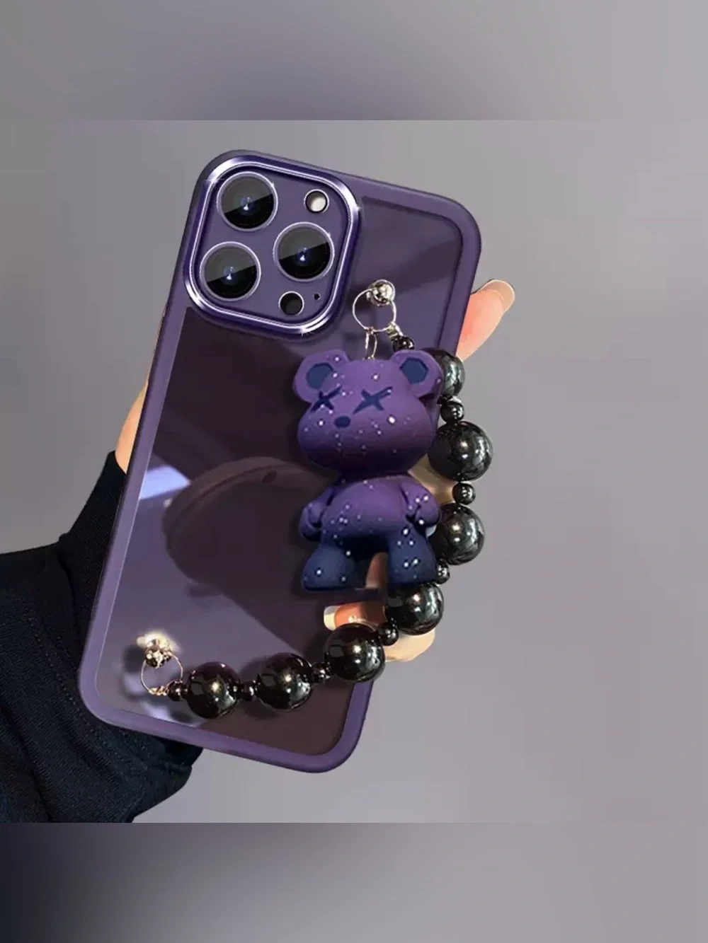 Purple Bear Charm iPhone 14 Pro Max Case